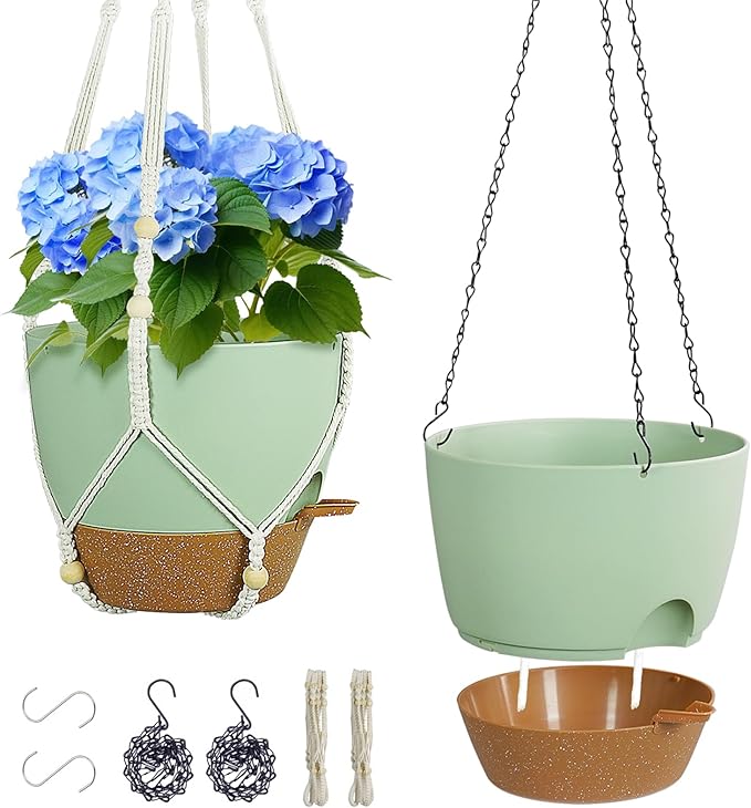 10 inch Self Watering Hanging Planters by Meowell