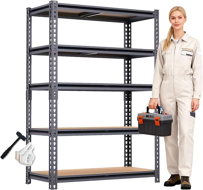 Garage Shelving, 2400 LBS Metal Storage Shelves, Adjustable Shelving Rack by Unknown