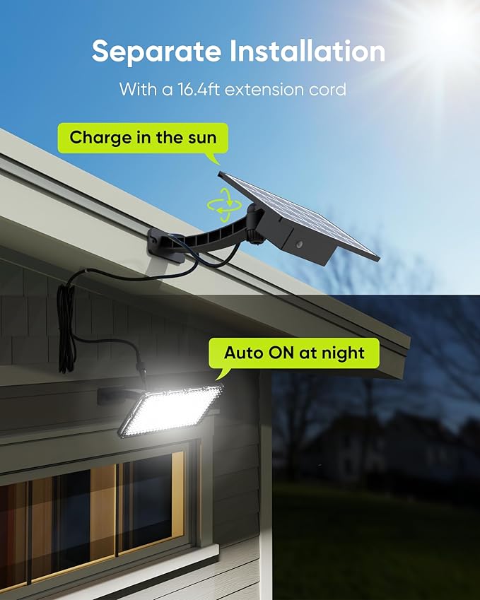 JACKYLED Solar Lights Outdoor 299 LED 1000 Lumens Bright Solar Wall Spotlight - Image 9