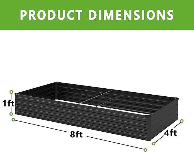 2PCS 8x4x1FT Galvanized Raised Garden Bed Kit, Vegetable Boxes-Rectangle Metal - Image 2