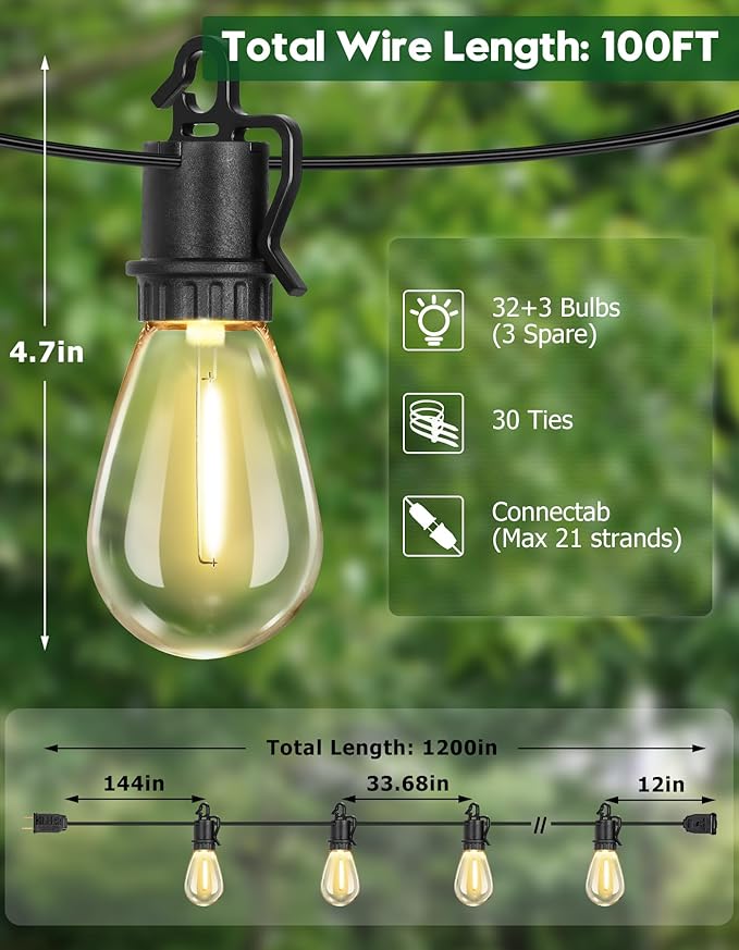 100FT Outdoor String Lights - Image 3