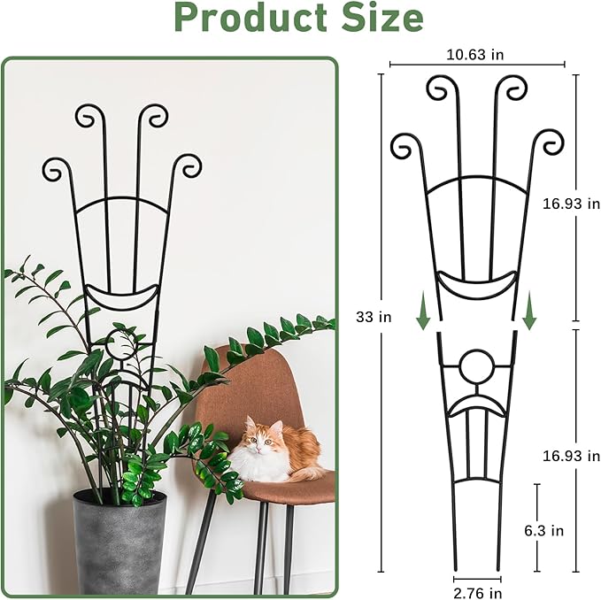 32.6in Plant Trellis for Climbing Plants Indoor, Expandable Large Metal Trellis - Image 6