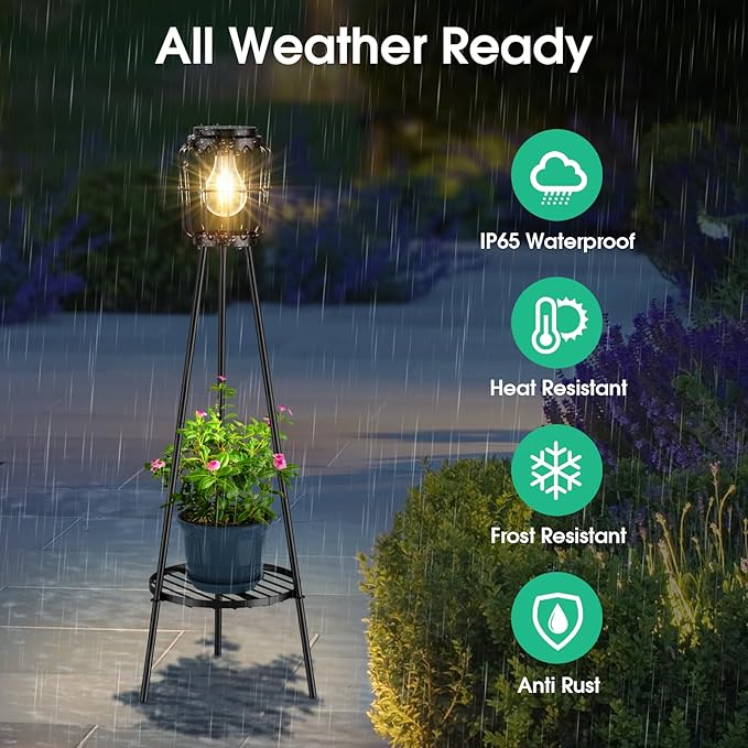 2 Pack Solar Lights with Plant Stand, Outdoor Floor Lamp, Waterproof Solar LED - Image 7