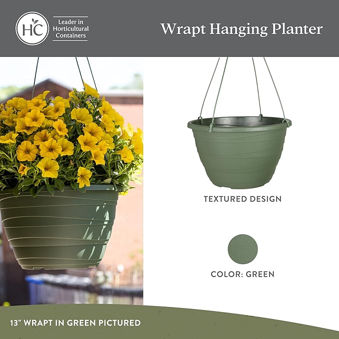 The HC Companies 13 Inch Wrapt Hanging Planters, Lightweight UV-Resistant - Image 2
