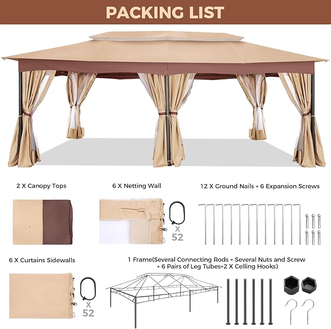 COBIZI Gazebo 12x20 Heavy Duty Gazebos - Image 9