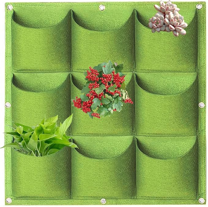 Hanging Planting Grow Bags, 9 Pockets Hanging Vertical Wall Planter Wall by LITLANDSTAR