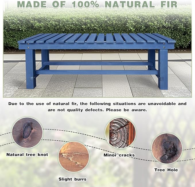 Outdoor Garden Wood Bench, 3-Person Weatherproof Wooden Bench Park Narrow Bench - Image 6