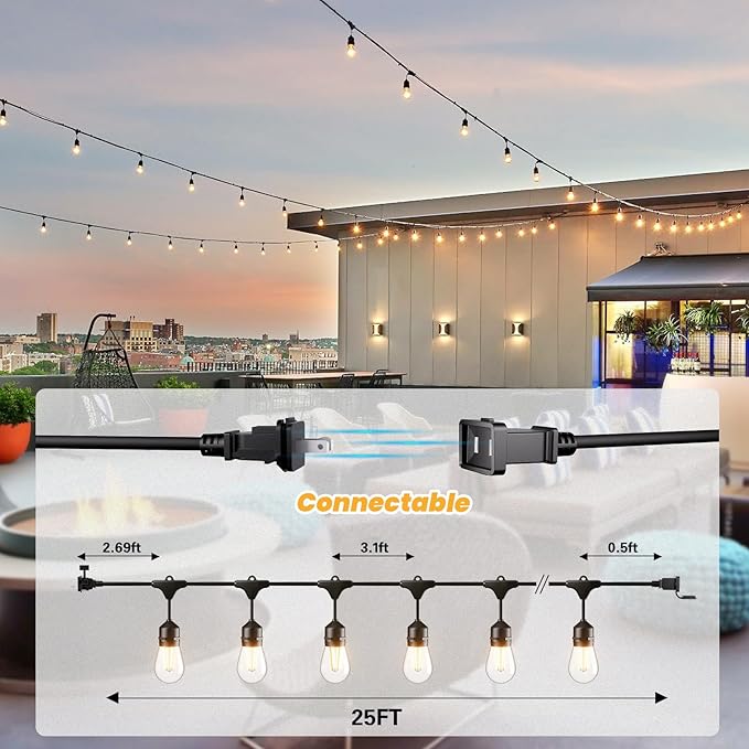 Svater 25 FT Outdoor String Lights 2W, Patio Light - Image 4
