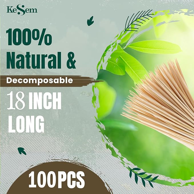 100pcs 18" Bamboo Plant Stakes 18 inch Long Skewers Sticks Wood Plant Supports - Image 5