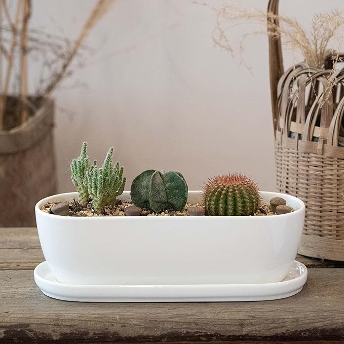 E-liu Ceramic Plant Pots, 11+14 inch, Planters - Image 8