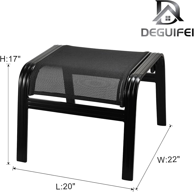 Patio Footstools Outdoor Foot Rest Aluminum Patio Ottomans Portable Seat Wicker - Image 3