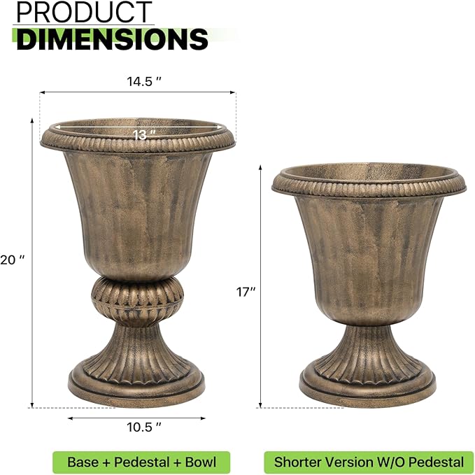 Magshion 20" Urn Planters for Outdoor Plants, Large Decorative Front Porch - Image 2