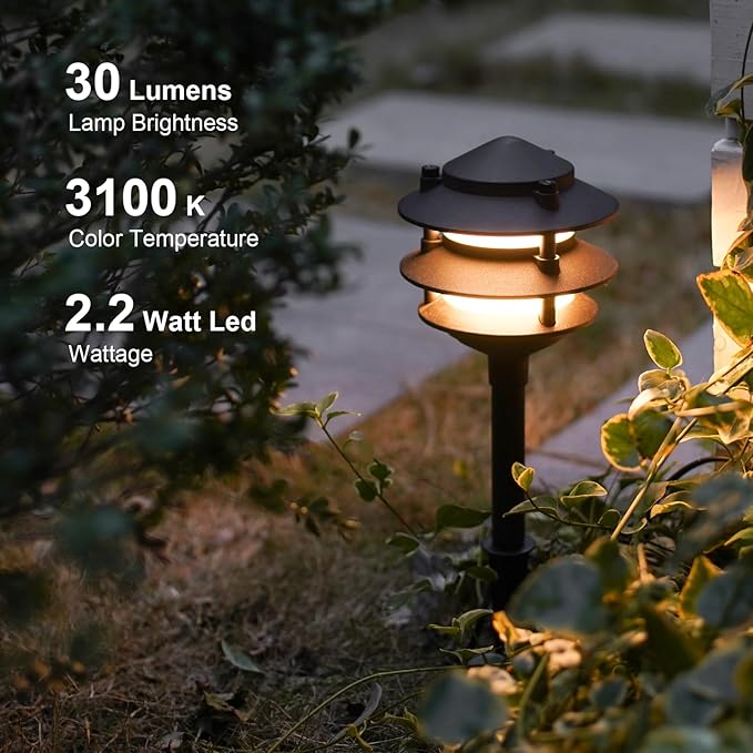 GOODSMANN Landscape Lighting 4PK Pathway Lights Low Voltage 2.2 Watt LED 12V AC - Image 2