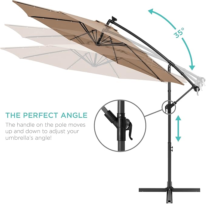 Best Choice Products 10ft Solar LED Offset Cantilever Hanging Market Patio - Image 4