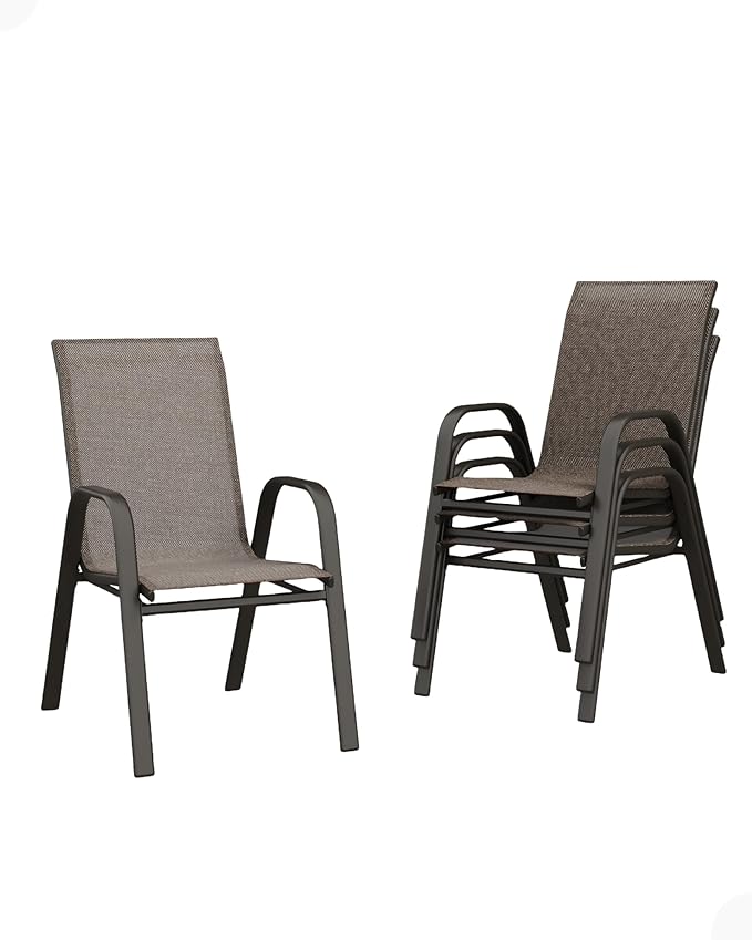 Outdoor Stackable Dining Chairs Set of 4, High-Back Patio Stacking Chairs - Image 8