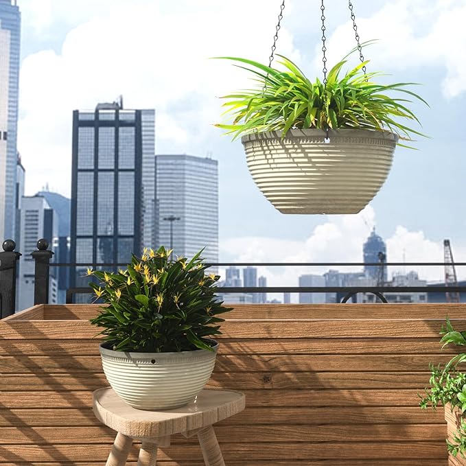 2 Pack Hanging Planters for Indoor Outdoor Plants, 10 Inch Hanging Planter - Image 5