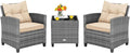 Tangkula 3 Pieces Wicker Patio Furniture Set, Outdoor Rattan Conversation by TANGKULA