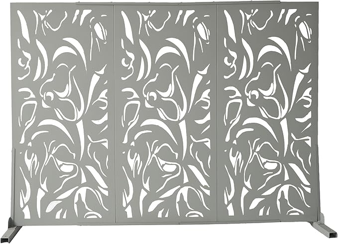 Oakland Living 6 ft. X 4 ft. Grey Freestanding Metal Privacy Screen Room Divider - Image 5