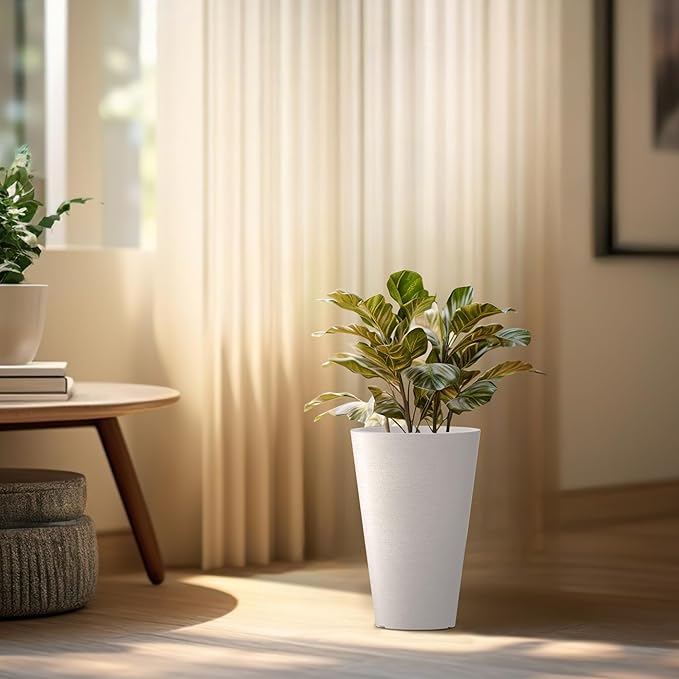Kante Tall Round Planter Set of 2, 15 Inch Tall Decorative Planter Pots - Image 3
