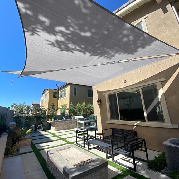 SUNLAX Sun Shade Sail 7' x 13' x 14.8' Silver Rectangle Canopy Sail Shade Cover by SUNLAX