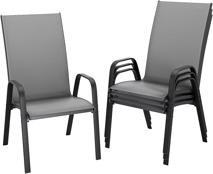 JEAREY Patio Dining Chairs Set of 4, Outdoor Stackable Dining Furniture Set by JEAREYOutdoorsCollection