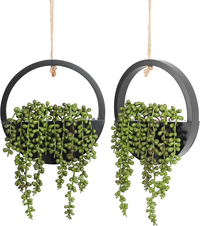 Floweroyal 2pcs Artificial Succulents Hanging Plants 12.2'' Fake String of by FloweroyalCrafts