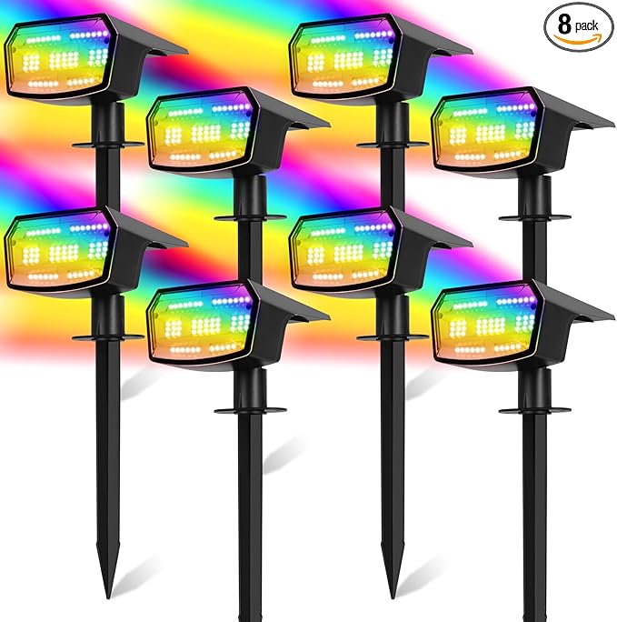 Sucolite 8-Pack Solar Spot Lights Outdoor Waterproof IP65, 3 Lighting Modes by Sucolite