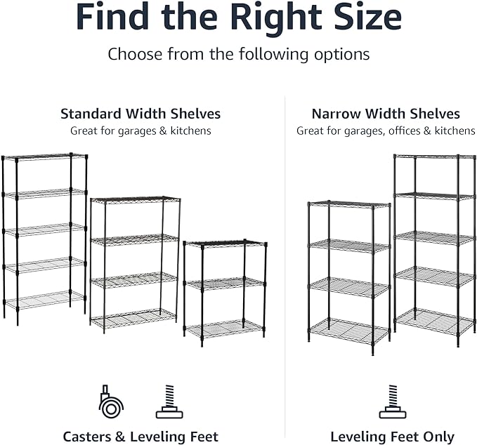 Amazon Basics 3-Shelf Adjustable Heavy Duty Steel Wire Rack Storage Shelving - Image 5