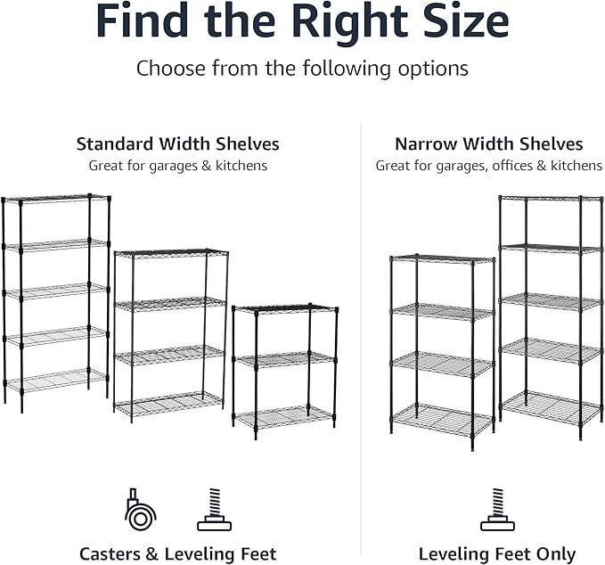Amazon Basics 4-Shelf Adjustable Heavy Duty Steel Wire Rack Storage Shelving - Image 6