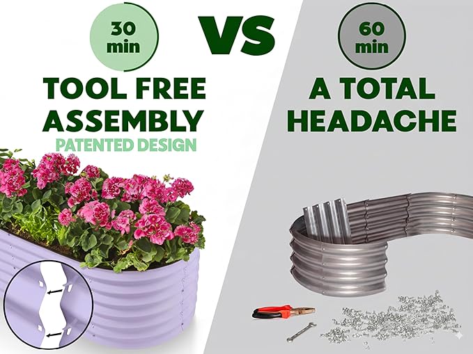 9-in-1 Galvanized Steel Raised Garden Bed // 8×2×1.5 ft Modular Planter - Image 6