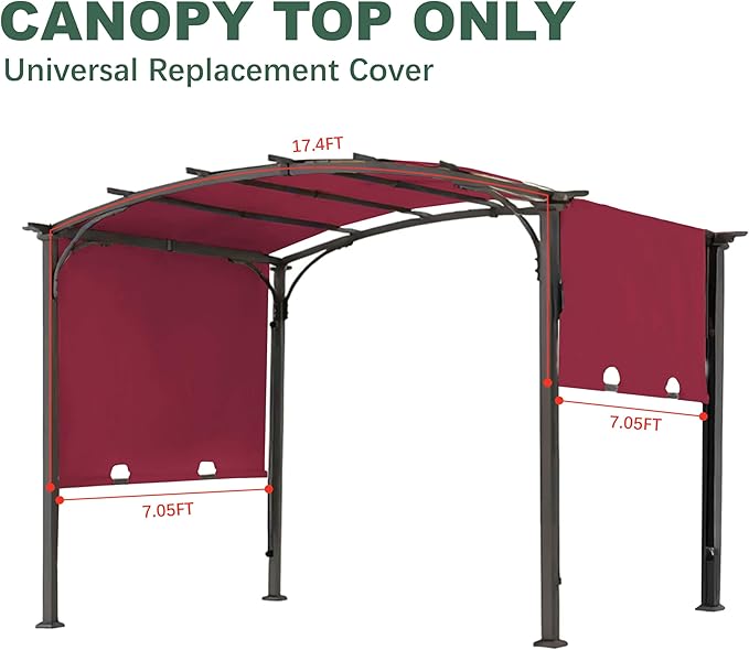 85''x 208'' Universal Doubleton Steel Pergola Replacement Cover - Image 2