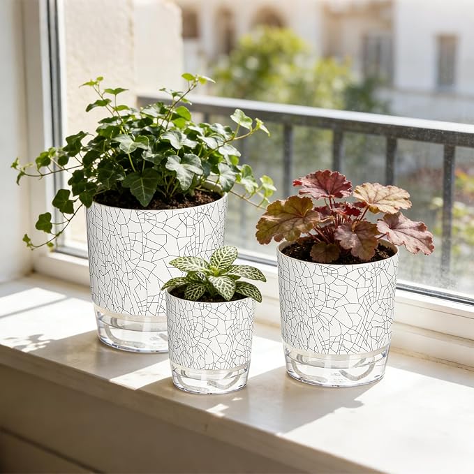 3 Pack Self Watering Pots for Indoor Plants, 4+5.5+6.3 Inch Self Watering Plant - Image 7