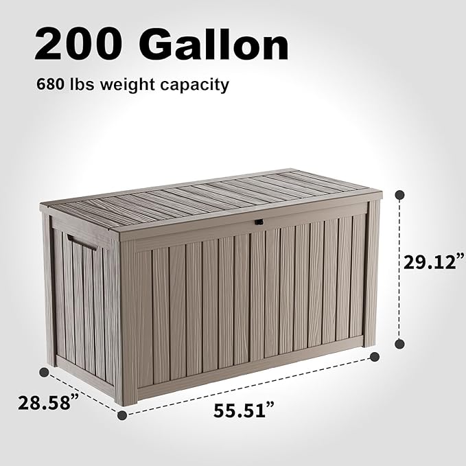 DRATO 200 Gallon Deck Box, Waterproof Resin Large Outdoor Storgae Box - Image 5