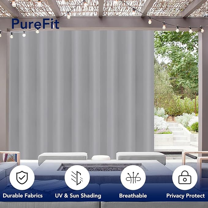 PureFit Outdoor Curtains for Patio Waterproof Weatherproof, UV Resistant - Image 3