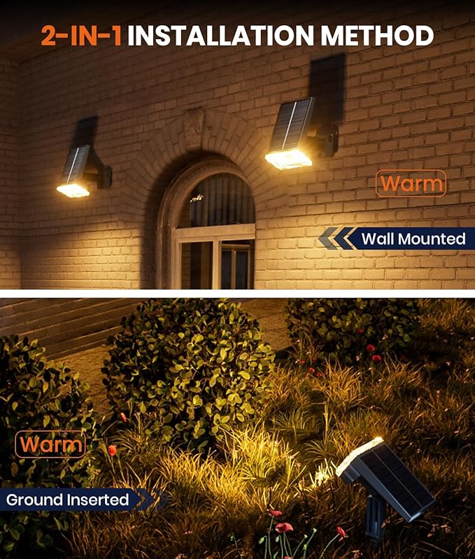 2-Pack Solar Lights Outdoor Waterproof IP67, 3 Color Modes - Image 9