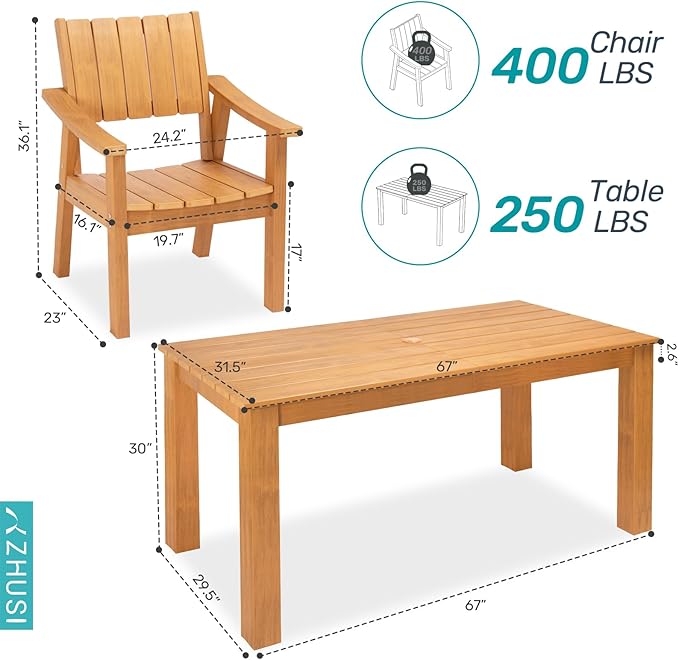 ZHUSI Patio Table and Chairs Set, Outdoor Table and Chairs, HDPE Outdoor Dining - Image 6