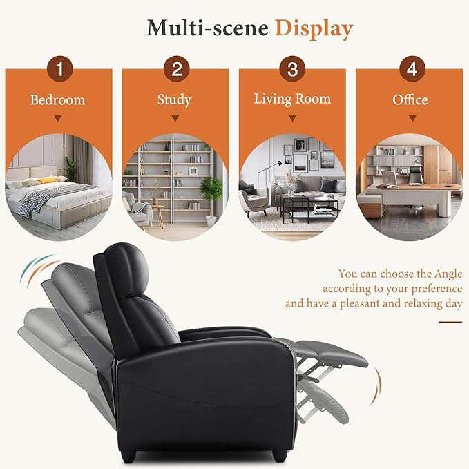 Sweetcrispy Recliner Chair PU Leather Recliner Sofa No Massage, Home Theater - Image 7