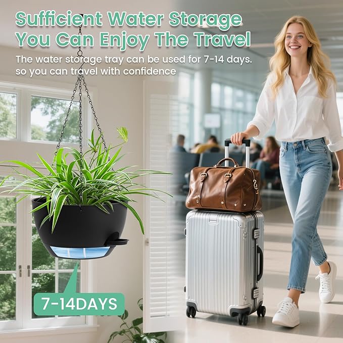 Set of 3-10 Inch Self Watering Hanging Planters - Image 6