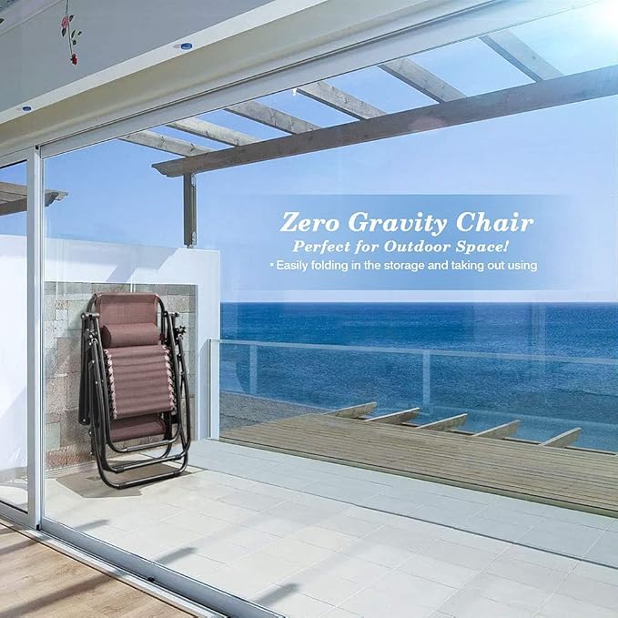 Homall Zero Gravity Patio Folding Lawn Chairs Outdoor Gravity Camp Reclining - Image 9