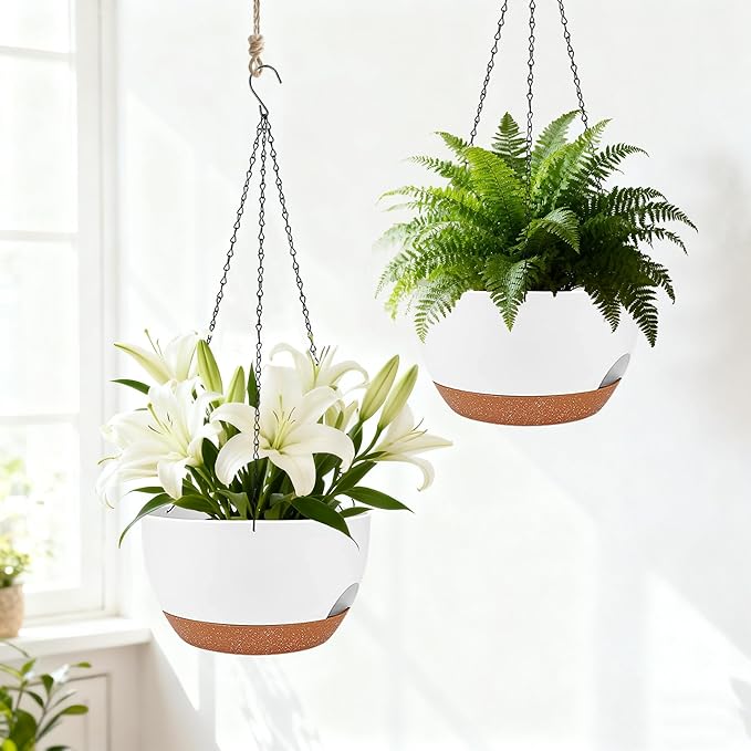 Set of 4-8 Inch Self Watering Hanging Planters - Image 5