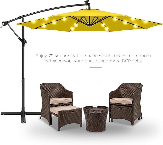 Best Choice Products 10ft Solar LED Offset Cantilever Hanging Market Patio - Image 2