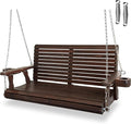 Wooden Porch Swing 2-Seater, High Backrest and Deep Seat, Bench Swing by FortuneCandy
