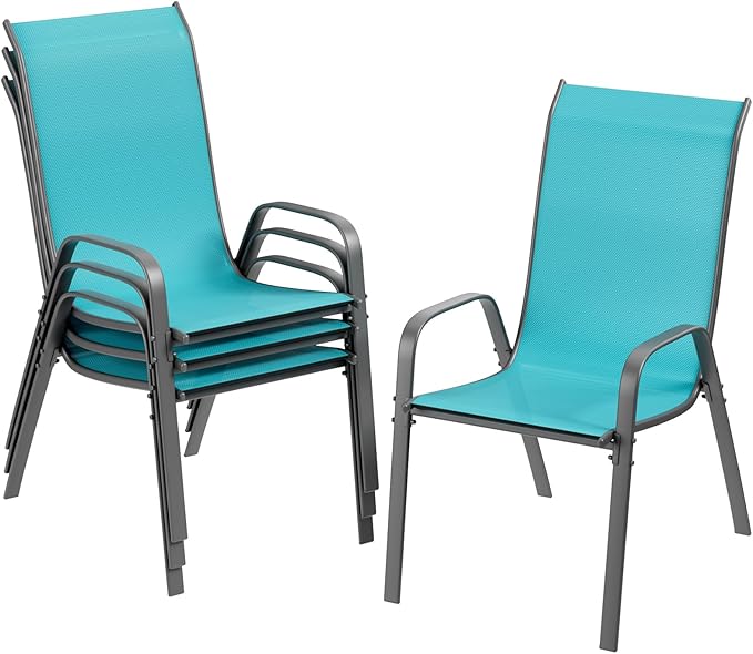 TLSUNNY Patio Chairs, Stackable Textilene Outdoor Dining Furniture by TLSUNNY