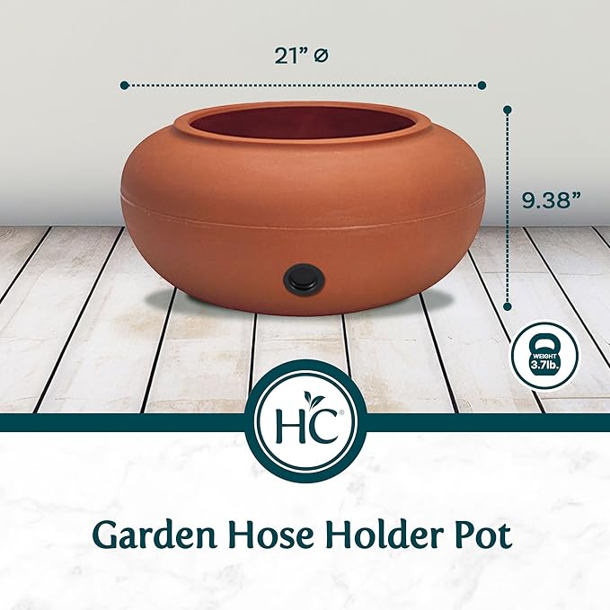 The HC Companies 21" Plastic Garden Hose Pot 21"x21"x9.38" Holds Hoses 75-100 - Image 2