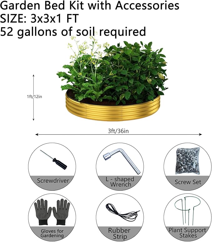 Galvanized Metal Planter Round Raised Garden Bed Kit - Image 2