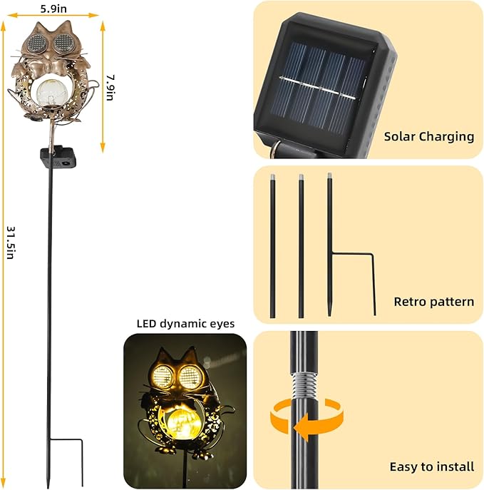 Solar Lights Outdoor Decor, Solar Cat Yard Decorations Outdoor, Garden - Image 2