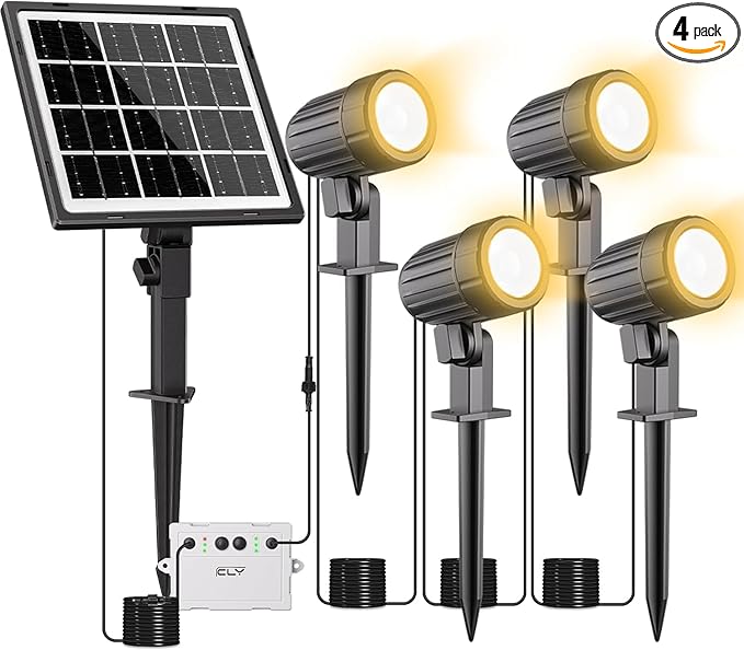 CLY 4-in-1 Solar Spot Lights Outdoor by CLY