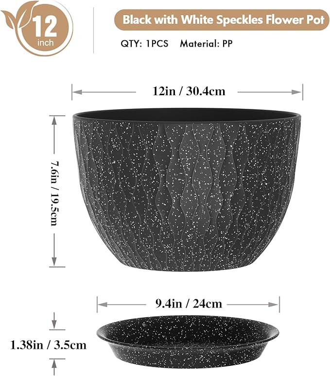 12 Inch Wide Water Ripples Flower Pots - Image 2