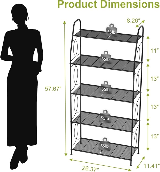 5 Tier Plant Stand Indoor Outdoor, Heavy Duty Plant Shelf, Metal Mesh Tall - Image 3
