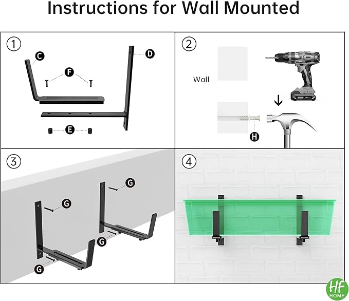HFHOME 2PCS Adjustable Planter Box Brackets, Brackets - Image 8